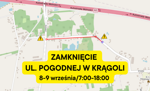 Droga w Krągoli będzie zamknięta 8 i 9 września 